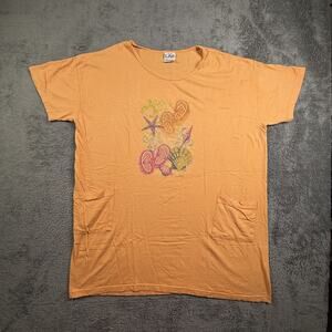 LIFE Authentic Apparel Orange Beach Graphic T-Shirt One Size Vintage 90s Womens